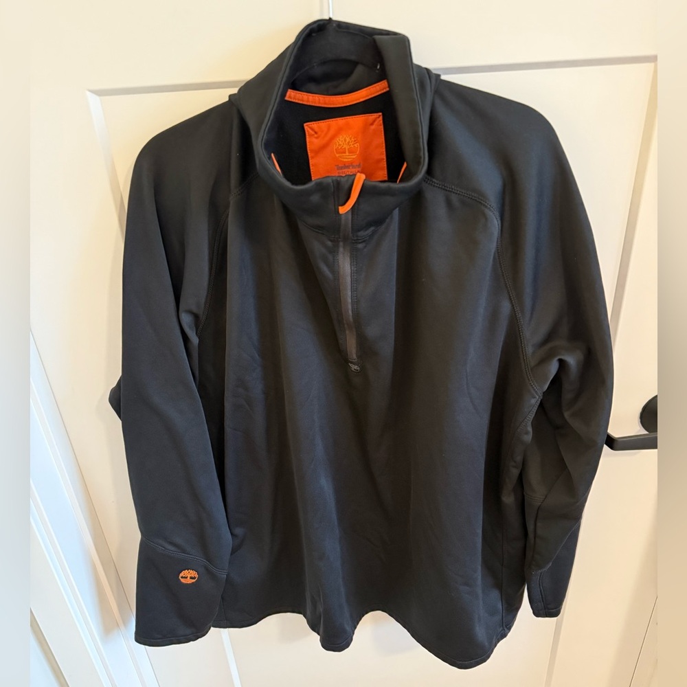Timberland 3XL Tall Quarter Zip Pullover Black Fleece Lined Athletic Jacket